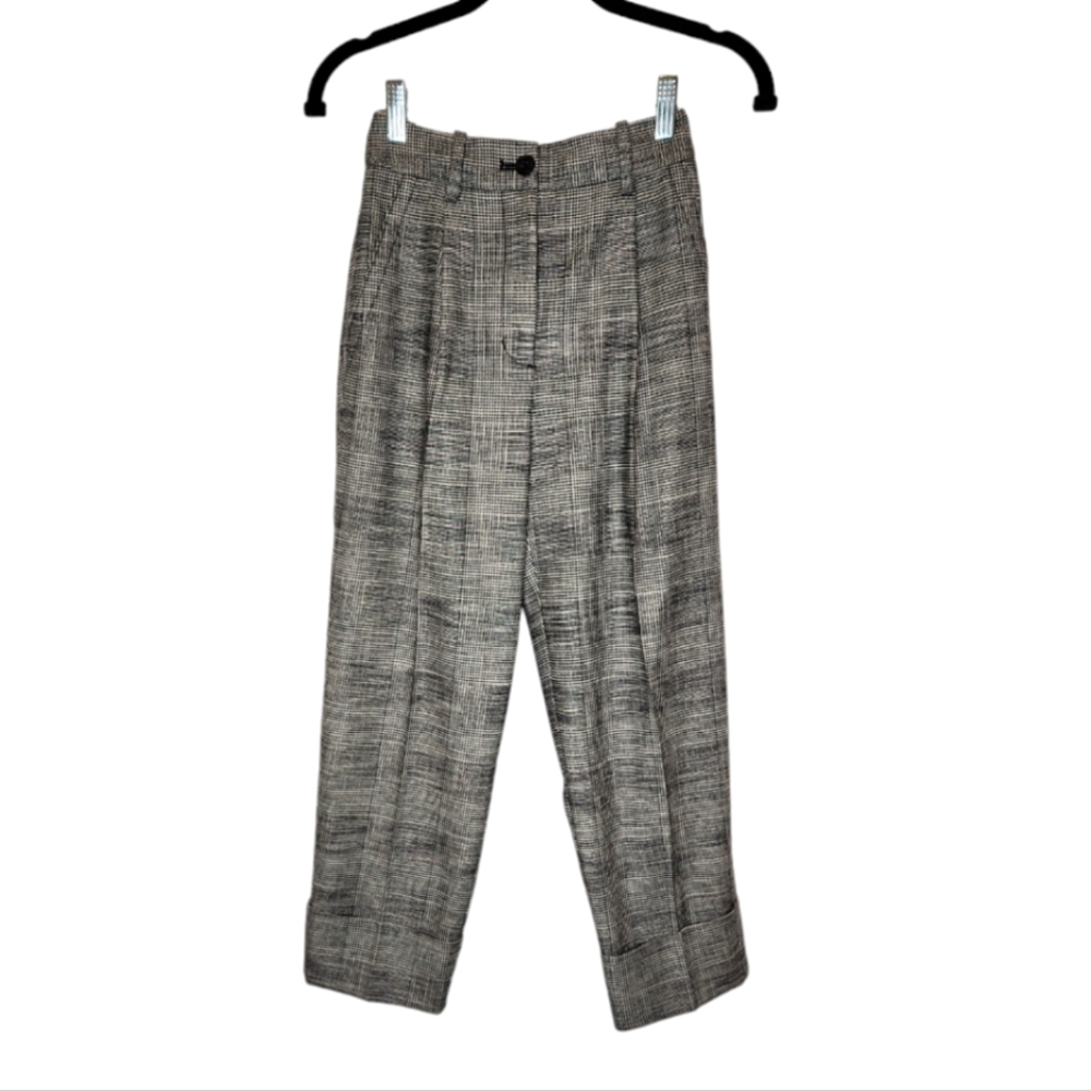 Wilfred Cropped Houndstooth Cuffed Pleated Pants Size 00